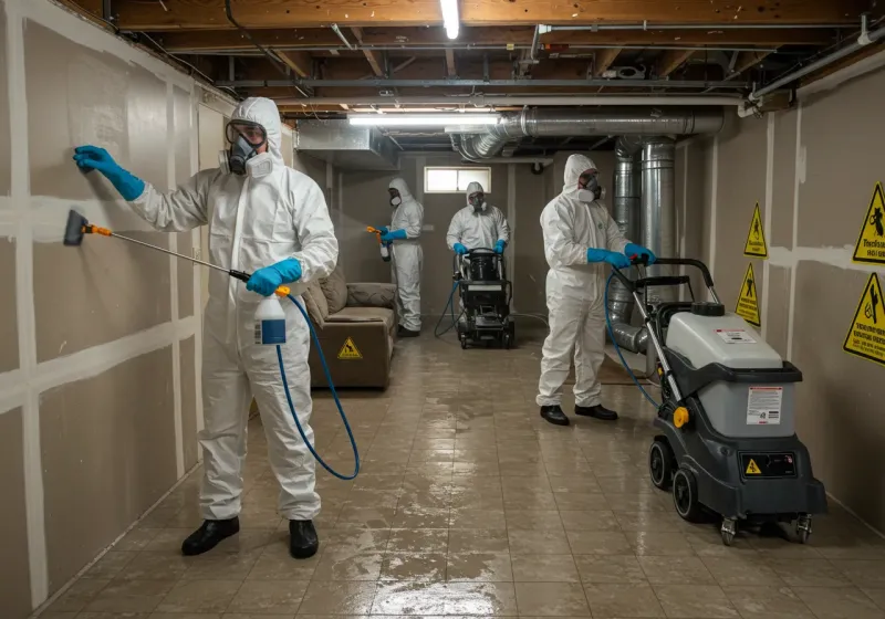 Basement Moisture Removal and Structural Drying process in North Corbin, KY